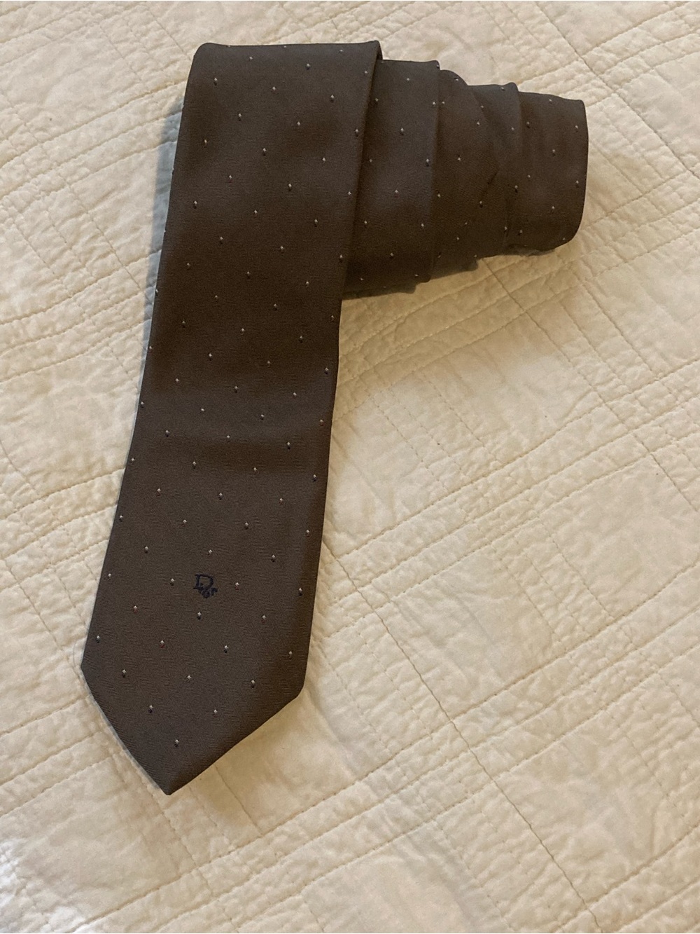 Vintage Christian Dior Tie Gray Geometric WPL 125 Italy USA GUC